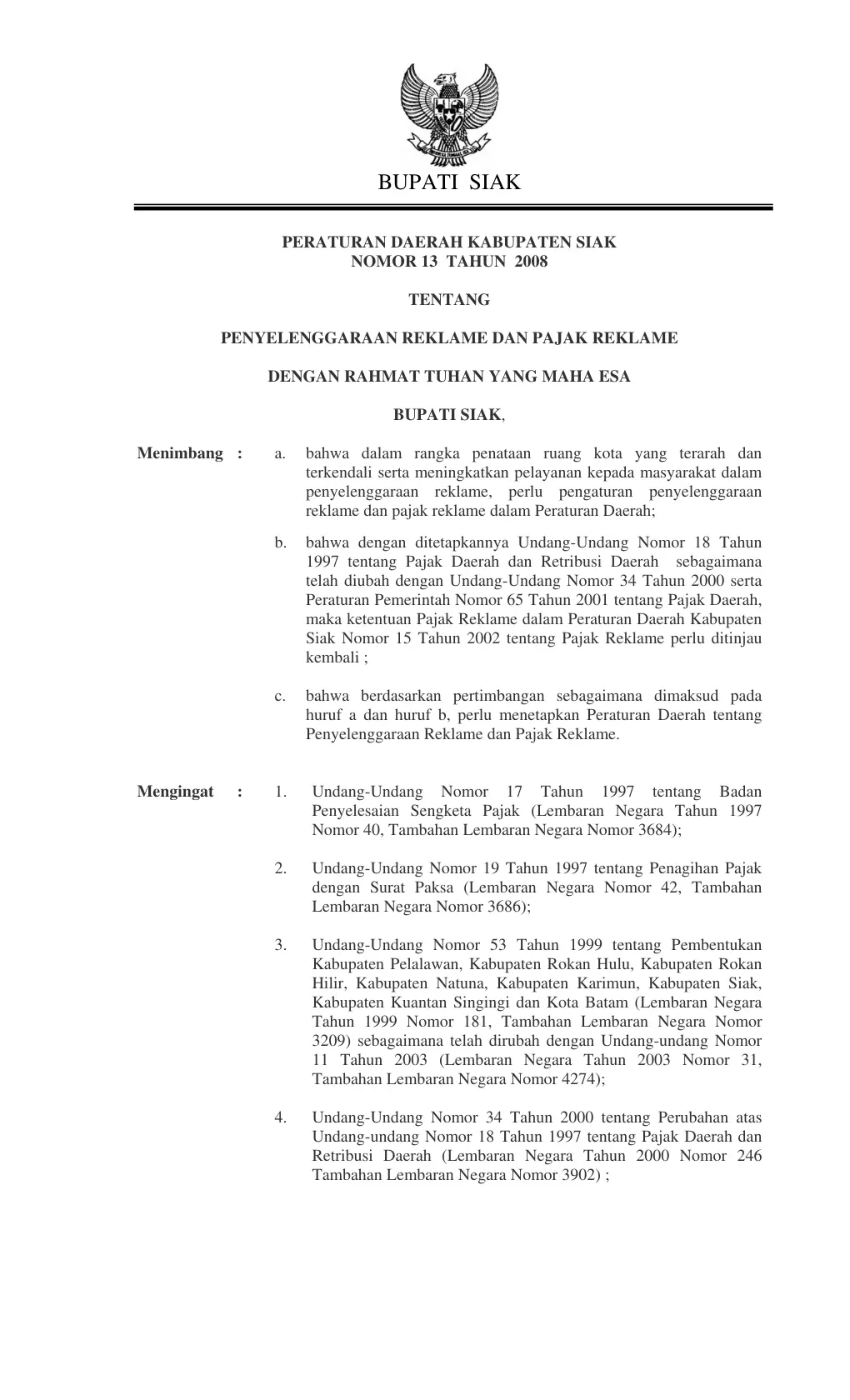 Halaman 1 Perda 13/2008 Penyelenggaraan Reklame dan Pajak Reklame