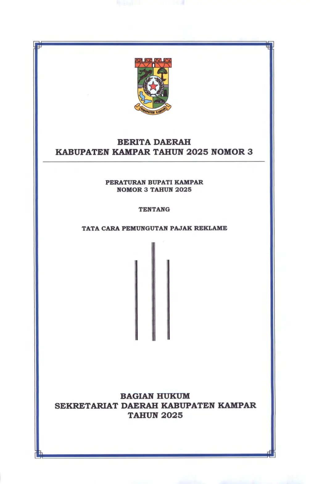 Halaman 1 Perbup 3/2025 Tata Cara Pemungutan Pajak Reklame